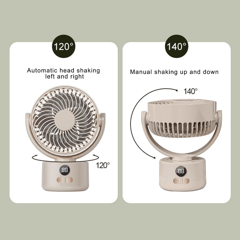 Rechargeable Camping Fan With 3600mAh Battery Digital Screen USB Charging Tripod Stand Indoor Outdoor Cooling Fan