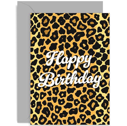 Carte d'anniversaire de qualité supérieure à imprimé léopard pour elle – Carte d'anniversaire élégante pour amie, sœur, meilleure amie, maman, tante,...