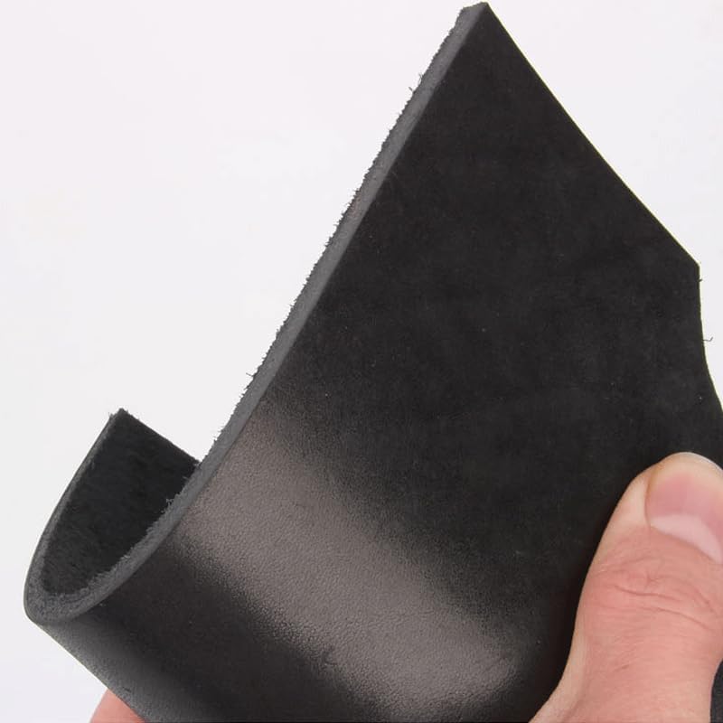 Genuine Leather Fabric Veg Tanned Cow Grain Leather 4mm Thickness Black Multiple Sizes(40x40cm)