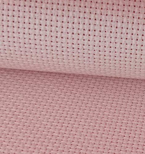 Image of KCS 12 inch x 59 inch (30cmx 149cm) 14CT Counted Cotton Aida Cloth Cross Stitch Fabric (Pink)