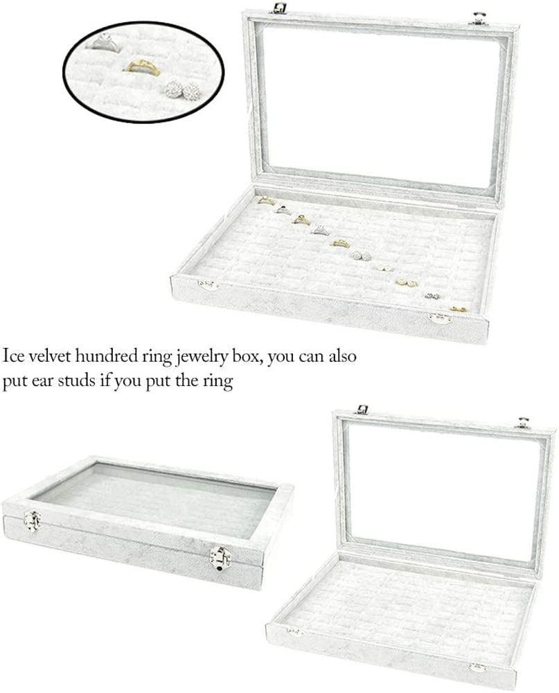 NZPOST Joyero con Tapa de Cristal Transparente, 10 diseños Diferentes, Organizador de Joyas de Terciopelo, joyero