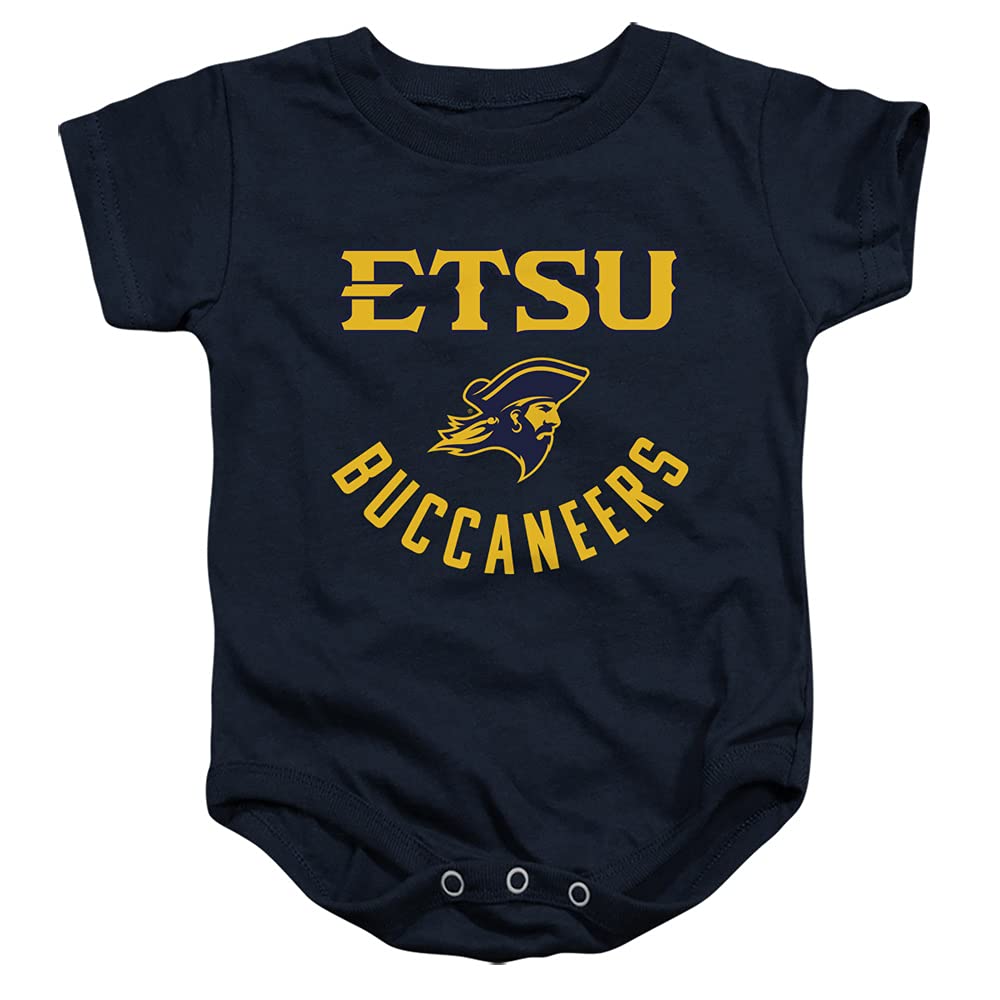 East Tennessee State University Official One Color Etsu Buccaneers Logo Unisex Infant Snap Suit for Baby,Navy, 12 Months
