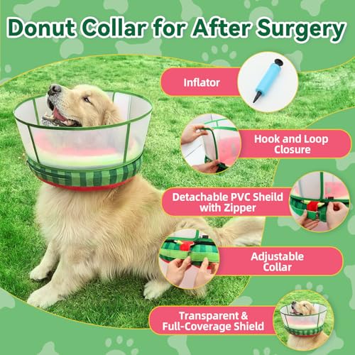 Image of Upgraded Inflatable Dog Cone Collar to Stop Licking, Soft Dog Donut Collar