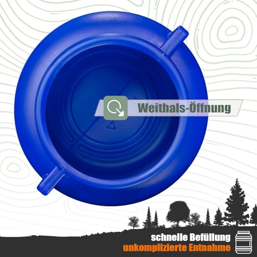 FIXKRAFT Weithalsfass Lebensmittelecht 60L Futtertonne Hund Gärbehälter Blaue Futter Tonne mit Deckel Maischefass Schraubdeckel 60 Liter Camping Kanister Gärfass