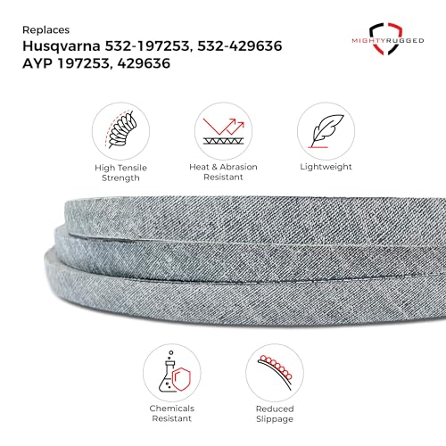 Image of 429636, 197253 Craftsman Mower Deck Belt Replacement, Length 101.63 inch - Heavy-Duty, Durable, Aramid Cord 532429636 Replacement Belt for 42 Inch Deck for Craftsman Husqvarna Poulan AYP Ariens