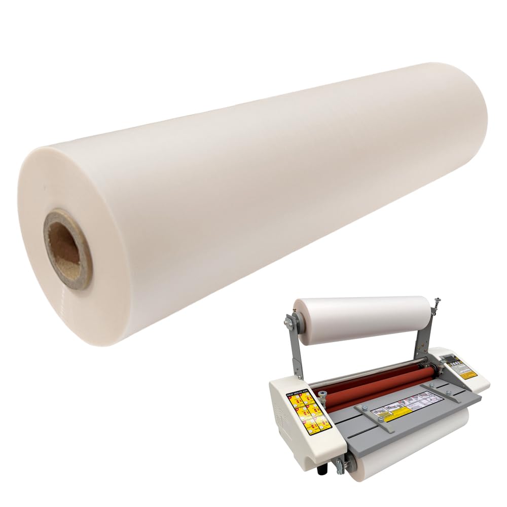 EQCOTWEA 1mil (28mic) Thermal Laminating Film Matte BOPP Laminating Film Hot Roll Laminating Film 12.5inx656ft UV Luster Hot Film for A3 Double Sides