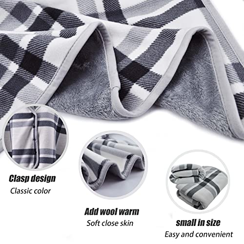 beifon Poncho Winter Warm Damen Decke Flanell Fleece Poncho Cape Weiche Dicke Winter Warm Wrap Poncho Open Front Cape Büro Zuhause für Frauen Mädchen Kinder (Grau+Weiß)