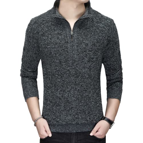 Jersey de Punto para Hombre, Jersey de Punto con Cuello levantado, Top Holgado de Color sólido, Manga Larga, Moda, cómodo, Guapo, de Negocios 3XL Cover