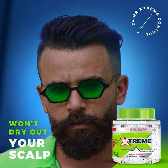 X~Treme Professional Styling Extreme Hold Hair Gel, Ultra Strong Level 10 Hold, Alcohol Free with Aloe Vera, Clear, 35 oz Jar