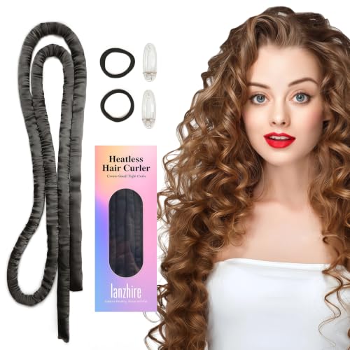 Lanzhire No Heat Overnight Curling Headband for Long and Short Hair - Thin Heatless Curlers to Sleep...