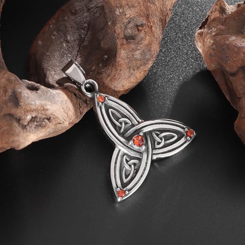 Colgante nudo celta triquetra con piedra roja collar unisex 2