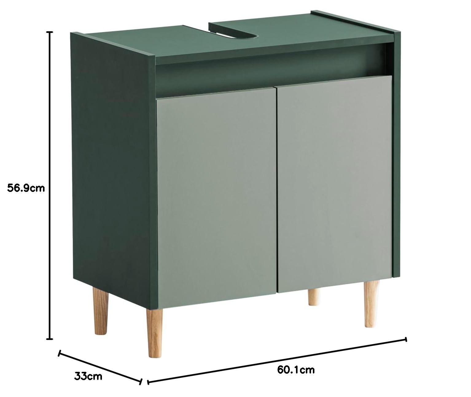 Schildmeyer 157031 Lovis Meuble sous-Vasque - Dimensions : 56,9 x 33 x 60,1 cm - Vert forêt/Pistache