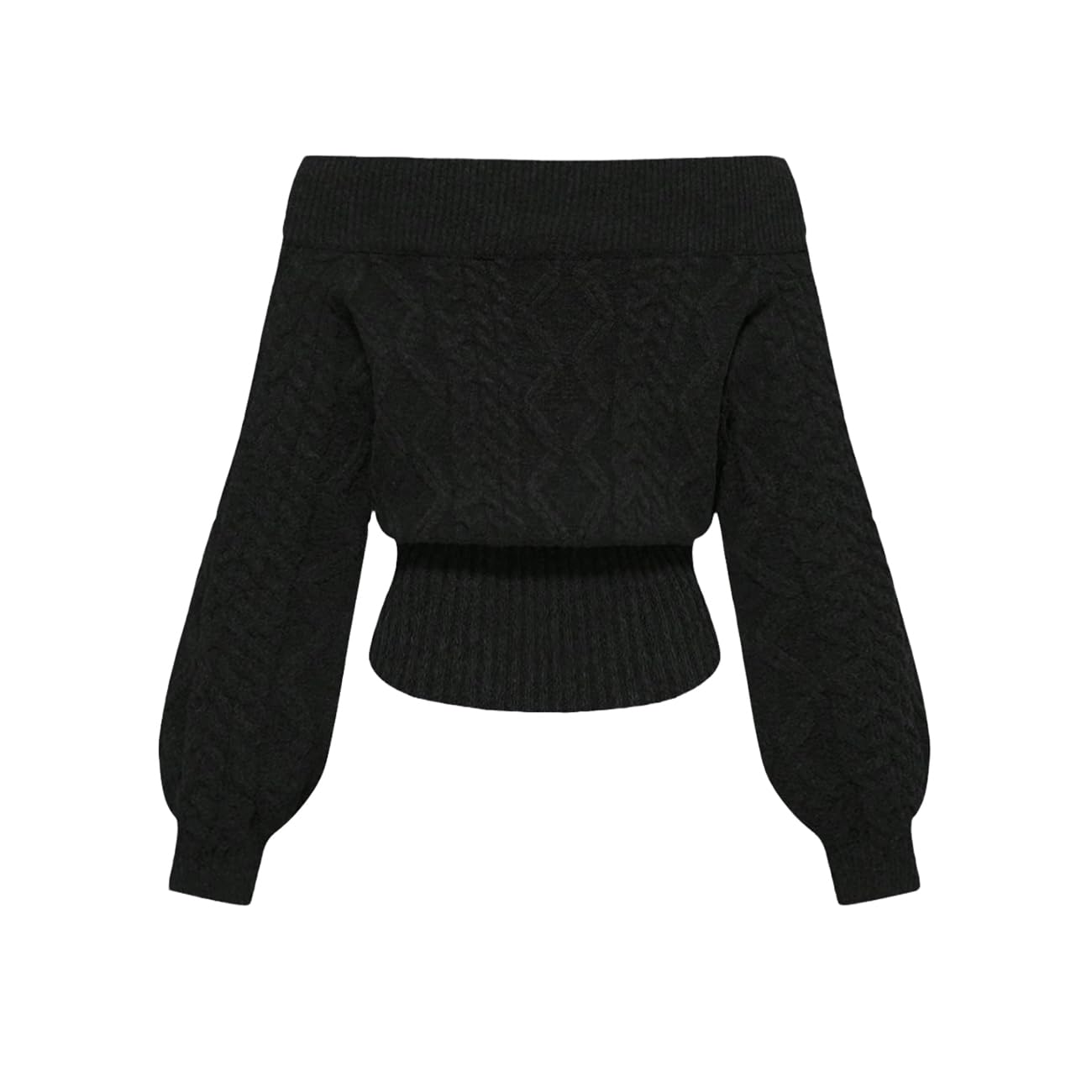 Womens Off Shoulder Cable Knit Sweater Long Sleeve Ribbed Pullover Top Top For Date Party Christmas Valentines Day