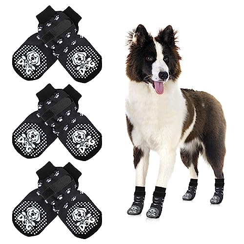 Mfsdai 3 Paar Anti Rutsch Socken für Hunde Hundesocken mit...