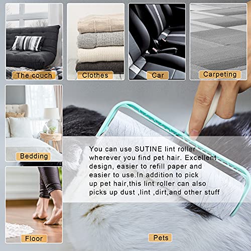 Lint Rollers For Pet Hair Extra Sticky 600 Sheets/10 Refills, Sutine 6.3" Big Large Lint Roller Remover, Sticky Roller For Removing Lint Pet Hair Dust In Furniture/Clothes/Carpet/Car Seat #TOP3