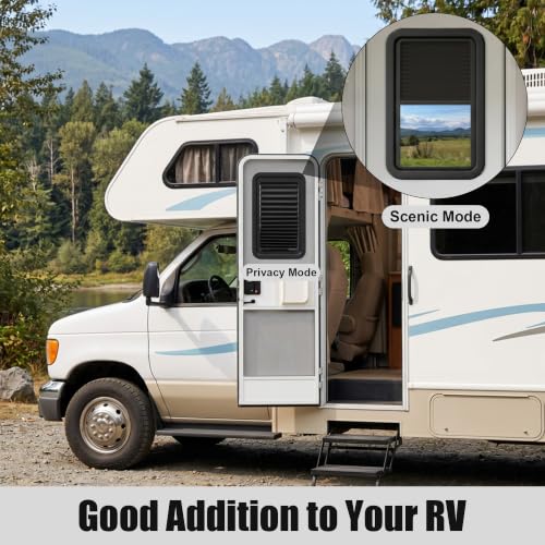 Image of RV Door Window Shade, 12 x 21 Inch, for Lippert Thin Shade Doors | Upgrade Light Blocking Fabric,Smooth & Easy to Pull