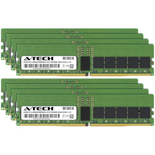 Image of A-Tech 256GB Kit (8x32GB) DDR5 4800MHz PC5-38400 ECC RDIMM 2Rx8 (EC8 10x4) Dual Rank 1.1V ECC Registered DIMM 288-Pin Server RAM Memory Upgrade Modules (A-Tech Enterprise Series)