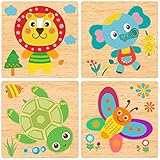 Tamaño perfecto: cada juguete de madera a partir de los 2 años mide 15 x 15 x 1,2 cm. Las piezas del rompecabezas son lo suficientemente gruesas para que los niños pequeños las agarren y coloquen fácilmente. Su tamaño compacto significa que puedes llevarlo contigo a cualquier parte.