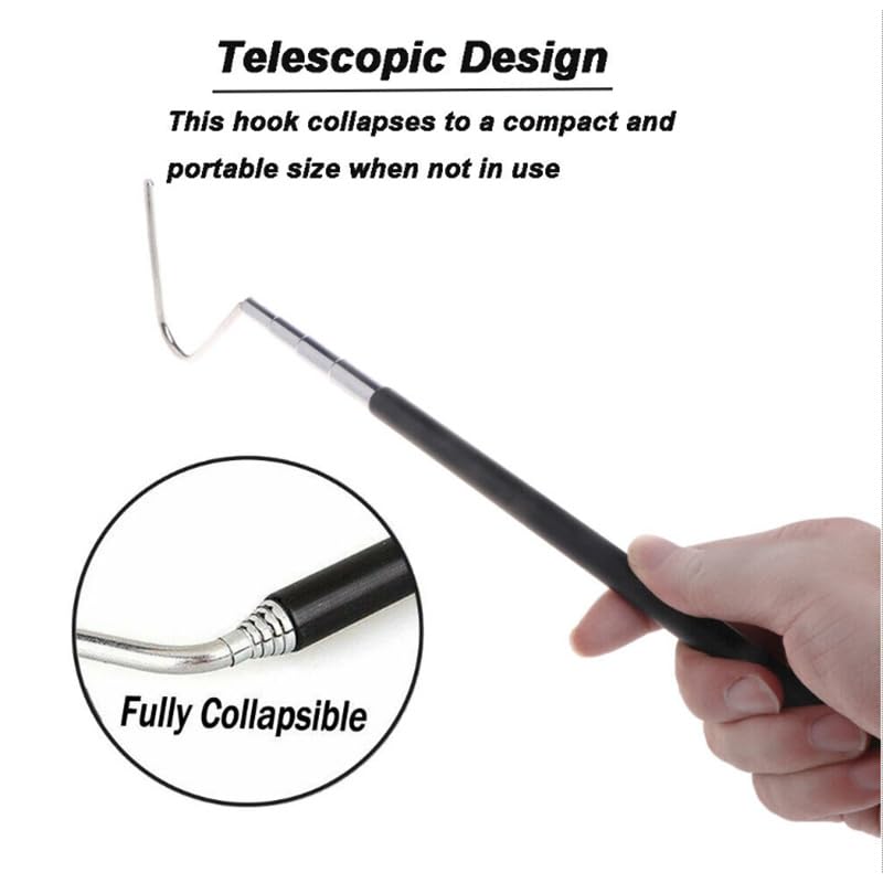 Image of 1 Pack Extensible Snake Hook - 26 Inch Stainless Steel Reptile Hook with Non Slip Rubber Handle - Pet Snake Accessories Pick-Up Handling Tool - Pool Skimmer Basket Hook (1 Pack 26 Inch)