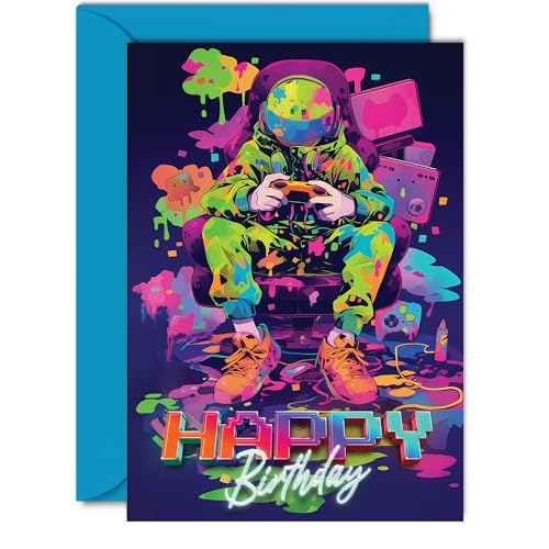 Giftzie Geburtstagskarten für Damen und Herren, Videospieler-Spiel, Happy Birthday Karte für Sohn, Tochter, Bruder, Schwester, Onkel, Tante, Freund, 12,7 x 17,8 cm Giftzie Geburtstagskarten für Damen und Herren, Videospieler-Spiel, Happy Birthday Karte für Sohn, Tochter, Bruder, Schwester, Onkel, Tante, Freund, 12,7 x 17,8 cm