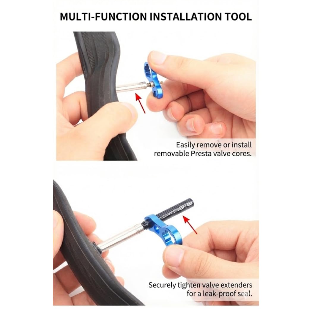 Bike Valve Extenders - Presta Core Removal Tool -6 Bike Valve Extenders - Presta Core Removal Tool -6