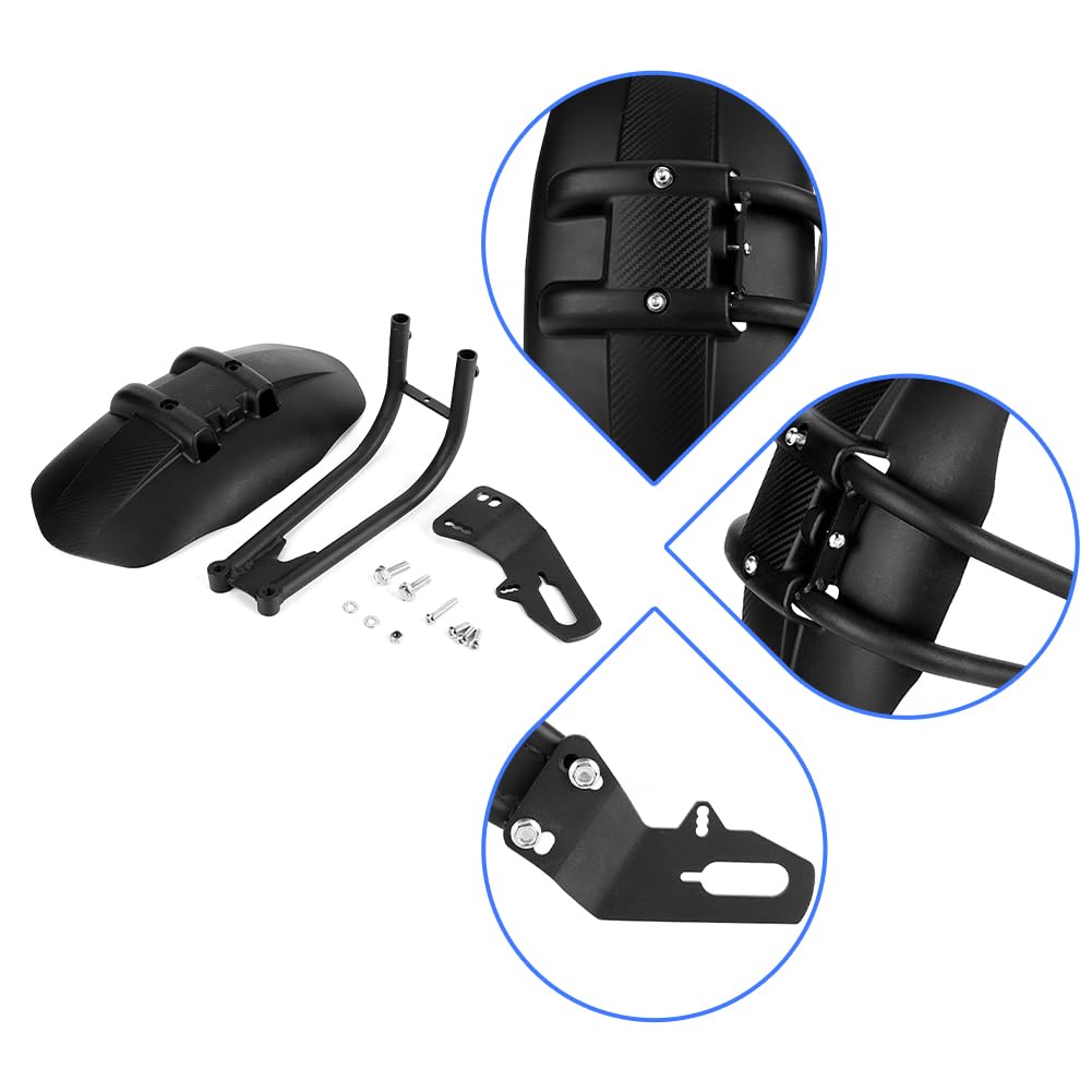 Tiiyee Garde Boue Arrière Moto, ABS et Acier Inoxydable Protection Roue Arrière Universel De Moto Universel Garde Boue avec Support pour La Modification Universelle Aile Couverture Protecteur