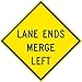 NMC TM260K, 30" x 30""Lane Ends Merge Left" Sign (Pack of 3 pcs)