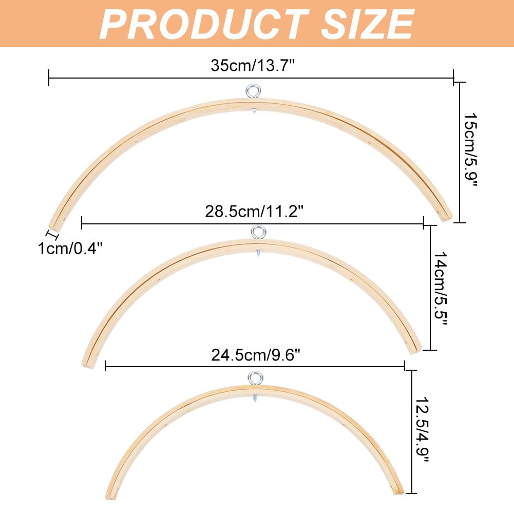 3 Pcs 3 Styles Bed Bell, Nursery Mobile Crib Bed Bell Wooden Wind Chime Hanging DIY Wooden Frame Ornaments Handmade Kit for Nursing Accessories Nurse Charms image 2 of 7 B0C98Q8QXG