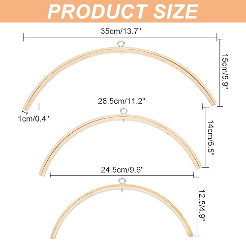 Miniatura 2 de 3 piezas de 3 estilos de campanas de cama, cuna móvil para guardería, campanas de viento de madera para colgar, marco de madera, adornos hechos a