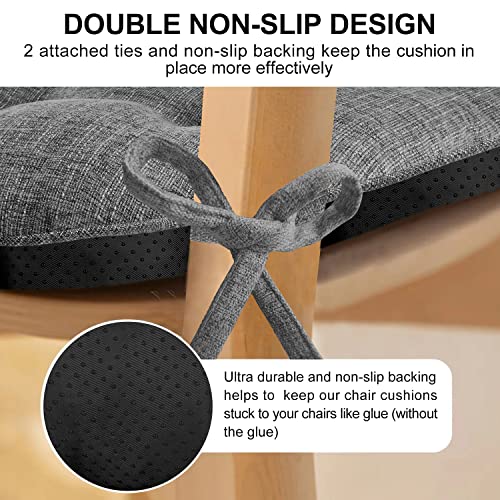 Wellsin Indoor Chair Cushions For Dining Chairs 4 Pack, 15.5" X 15.5" Kitchen Chair Cushions With Ties And Non-Slip Backing, Tufted Shredded Memory Foam Kitchen Chair Pads (Dark Gray) #TOP3