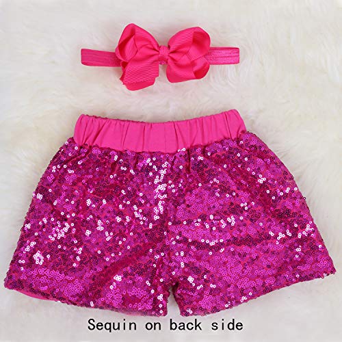Baby Girls Shorts Kids Sparkle Toddler Sequin Shorts Glitter on Both Sides Birthday Outfits with Headband2
