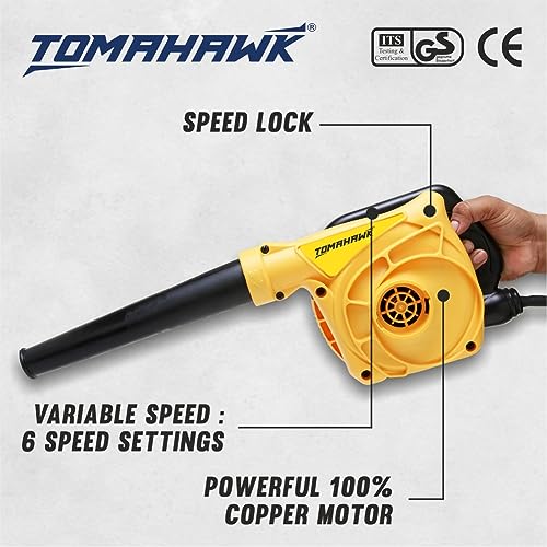Image of TOMAHAWK T160 750W Electric Blower with Variable Speed - Powerful 14,000 RPM Handheld Air Blower for Dust Cleaning at Home, Office & Car | 100% Copper Motor