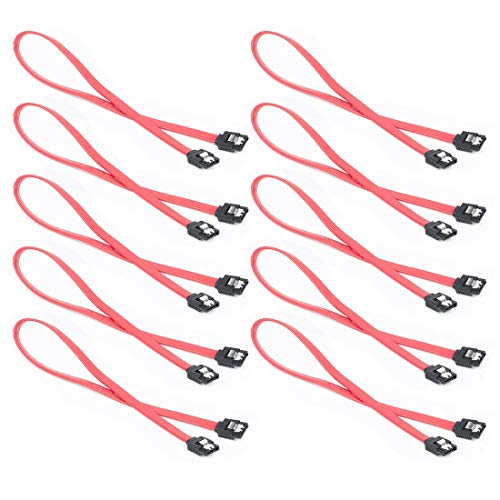 Pack 10 cables SATA 3.0 III de 40 cm color rojo