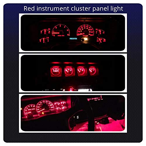 Image of WLJH Red Twist Socket LED Dash Kit for 1987-1991 Jeep Wrangler, Dimmable | 3030 SMD, 100lm, 360 Lighting, Plug and Play, Gauge Cluster and Speedometer Backlight, 8-Pack