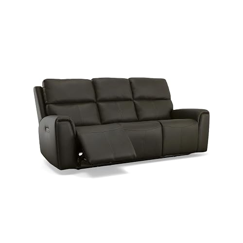 Flexsteel Jarvis Power Reclining Leather Sofa with Power Headrests, Zero