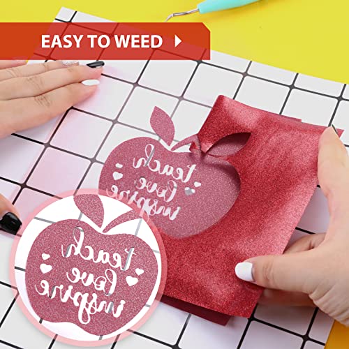 Image of HTVRONT Red Glitter Heat Transfer Vinyl - 12 inch x 10ft Red Glitter Iron on Vinyl for Shirts, Glitter HTV Vinyl Rolls for Heat Vinyl Design