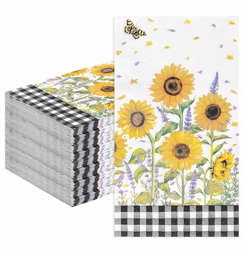 Toallas de mano desechables de papel de girasol absorbentes para baño y cenas de cumpleaños