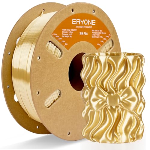 Image of ERYONE Silk PLA Filament for 3D Printer 1.75mm + /- 0.03mm, Shiny Filament 1kg (2.1lbs) /Spool, Light Cream Yellow