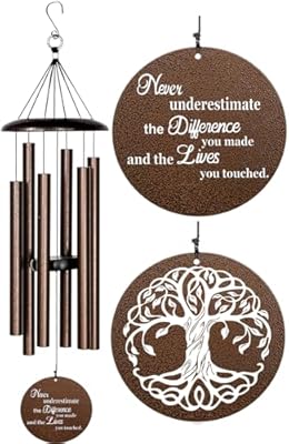 Retirement Wind Chime, Tree of Life, Inspirational Retirement Gifts for Men, Women, Teacher, Co-Worker, Employee, Nanny, Nurse (Copper)