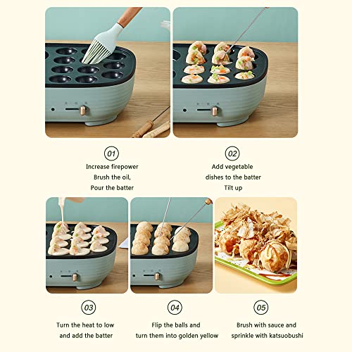 Máquina eléctrica para Takoyaki, antiadherente, 2 velocidades miniatura 6