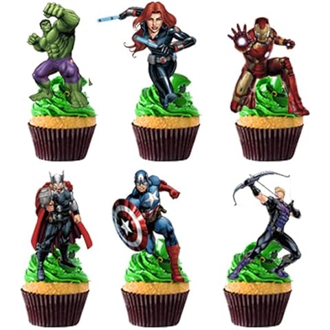 ZGYDNM 24pcs Superhero Cake Toppers Cupcake Toppers Cake Decorations,Superhero Birthday Party Supplies Decorations (11) Cover