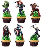 ZGYDNM 24pcs Superhero Cake Toppers Cupcake Toppers Cake Decorations,Superhero Birthday Party Supplies Decorations (11)