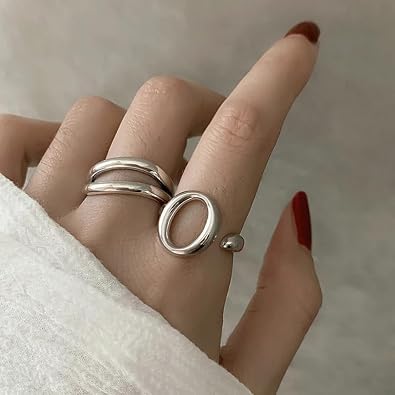 925 Ayar Gümüş Ayarlanabilir Bohem Tarz Geometrik Yüzük