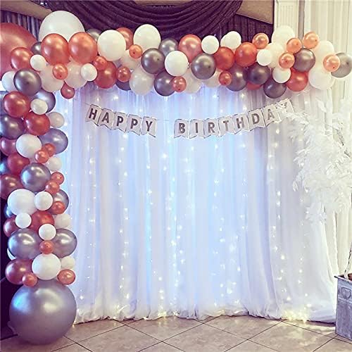 SMLJFO 5x10ft White Sheer Backdrop Curtain Voile Chiffon Fabric Drapery Wedding Arch Drapes Party Backdrop Curtain 2 Panels for Party Ceremony Stage Decoration