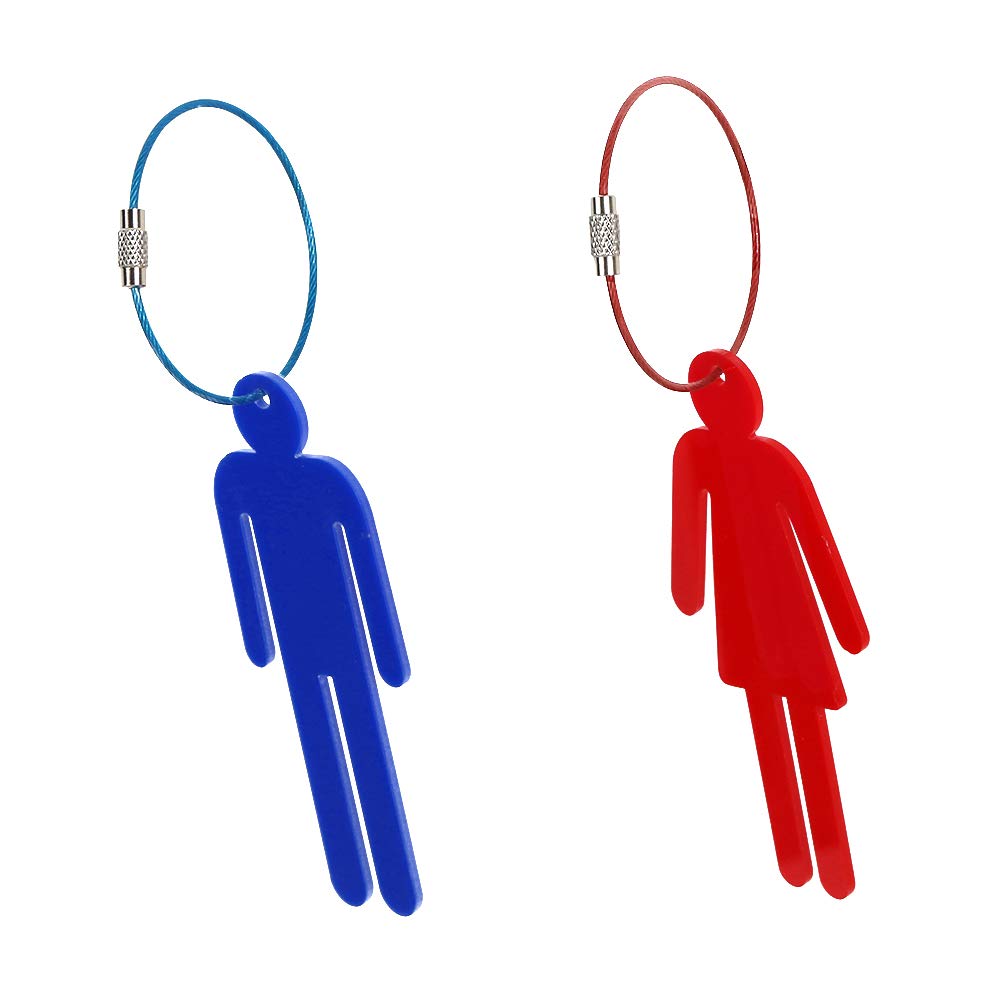 Men Women Unisex Acrylic Restroom Dressing Room Keychains Tags with Wire Rings for Office Bathroom Keys at Office/School/Restaurant/Store/Classroom 4 Pack