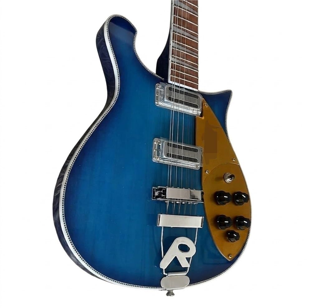 Chitarre elettriche a corpo solido a 12 corde, chitarra elettrica Blue Burst con intarsi triangolari e pickup, Guitarra Electrica for rock classico, 39 pollici