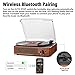 Record Player for Vinyl with 2 Build-in Speakers LP Vinyl Players Belt-Driven Vintage Turntables 3 Speed 3 Size, Wireless Bluetooth Playback, AUX-in, RCA Out, Headphone, Auto Stop Orange