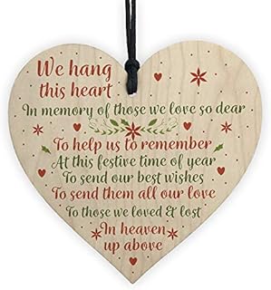 RED OCEAN MUM DAD NAN Memorial Christmas Tree Bauble Wooden Hanging Heart Xmas Decoration Sign