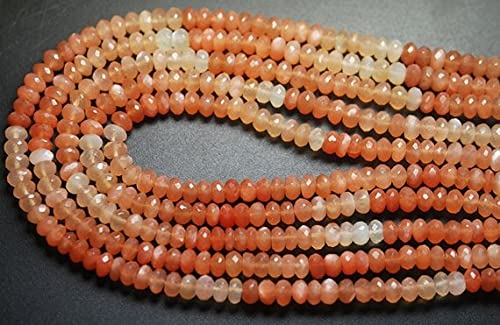 Pierre de lune pêche facettée rondelle 6mm perle naturelle 8 pouces