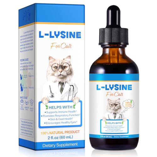 Lysine for Cats Supplement Immune System & Respiratory Health Support for Cats & Kittens 2floz Eye Discharge Sneezing Relief Tasty Easy-Mix Formula Daily Cat Lysine for Stronger Immunity